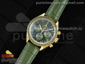 Speedmaster Moonwatch in Moonshine Gold YG RMF Best Edition Green Dial on Green Leather Strap Manual Chrono