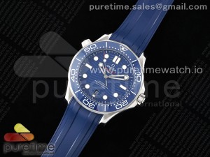 Seamaster Diver 300M ZF 1:1 Best Edition Blue Ceramic Blue Dial on Blue Rubber Strap A8800