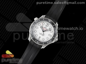 Seamaster Diver 300M ZF 1:1 Best Edition Black Ceramic White Dial on Black Rubber Strap A8800