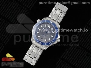 Seamaster Diver 300M ZF 1:1 Best Edition Blue Ceramic Gray Dial on SS Bracelet A8800