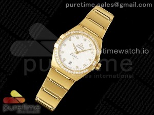 Constellation 39mm YG Diamonds Bezel ASWF 1:1 Best Edition White Diamonds Dial on YG Bracelet A8801