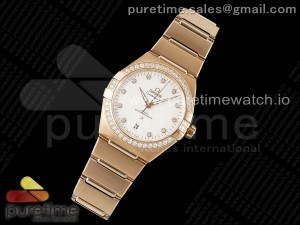 Constellation 39mm RG Diamonds Bezel ASWF 1:1 Best Edition White Dial on RG Bracelet A8801