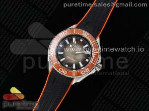 Seamaster 6000M Ultra Deep SS TF 1:1 Best Edition Gray Dial Orange Ceramic Bezel on Black Rubber Strap A2824