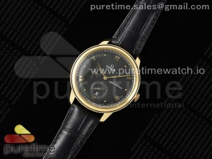 De Ville Power Reserve YG MKF 1:1 Best Edition Black Dial on Black Leather Strap A8810