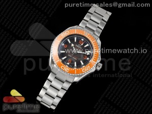 Seamaster 6000M Ultra Deep SS VSF 1:1 Best Edition Brown Dial Orange Bezel on SS Bracelet A8912 Super Clone