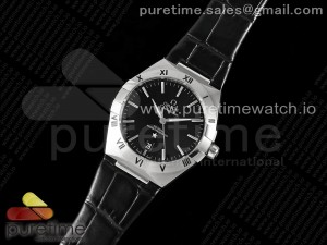 Constellation 39mm SS ASWF 1:1 Best Edition Black Dial on Black Leather Strap A8800