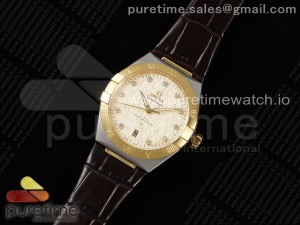 Constellation 39mm SS/YG ASWF 1:1 Best Edition YG Diamonds Dial on Brown Leather Strap A8800