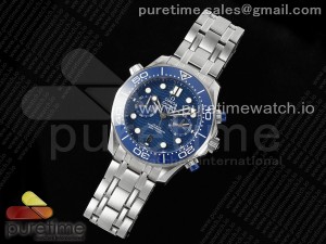 Seamaster 300m Chrono SS OMF 1:1 Best Edition Blue Dial on SS Bracelet A9900