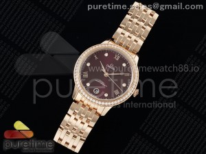 De Ville Prestige Ladies 34mm RG VSF 1:1 Best Edition Red Dial on RG Bracelet A8800