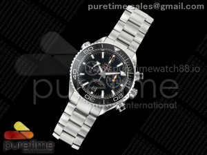 Planet Ocean 600M Chrono SS SCF 1:1 Best Edition Black Dial on SS Bracelet A9900