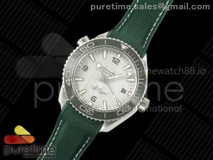 Planet Ocean 600M 43.5 mm SS SCF 1:1 Best Edition Silver Dial Green Bezel on Rubber Strap A8900