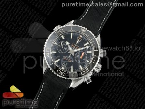 Planet Ocean 600M Chrono SS SCF 1:1 Best Edition Black Dial on Black Rubber Strap A9900