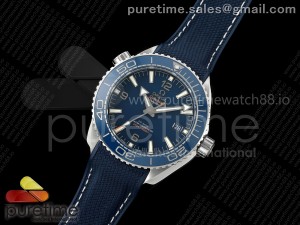 Planet Ocean 600M 43.5 mm SS SCF 1:1 Best Edition Blue Dial Blue Bezel on Rubber Strap A8900