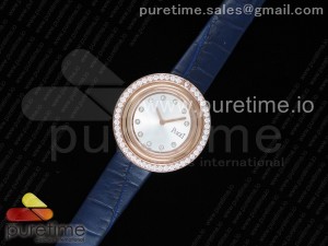 Possession Watch RG White Dial Diamonds Bezel on Blue Leather Strap Jap Quartz Movement