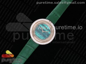 Possession Watch RG Green Dial Diamonds Bezel on Green Leather Strap Jap Quartz Movement