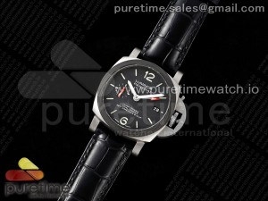 PAM1096 W Luminor GMT 42mm Titanium VSF 1:1 Best Edition Black Dial on Black Leather Strap P.9011 Super Clone