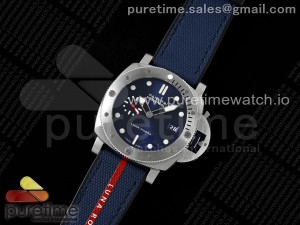 PAM1391 Luna Rossa Submersible VSF 1:1 Best Edition on Blue Fabric Strap P900