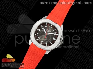 Aquanaut 5167 Singapore SS 3KF Best Edition Gray Dial on Red Rubber Strap A324 Super Clone V2