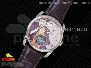 Fleurier Tonda Tourbillon Woodrock RG Real PR JBF Best Edition Red Man Dial on Brown Leather Strap