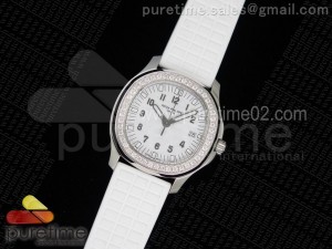 Aquanaut Luce SS White Textured Dial on White Rubber Strap A23 Quartz