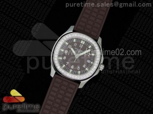 Aquanaut Luce SS Brown Textured Dial on Brown Rubber Strap A23 Quartz