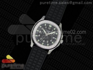 Aquanaut Luce SS Black Textured Dial on Black Rubber Strap A23 Quartz