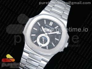 Nautilus 5726 Complicated SS KMF Best Edition Black Textured Dial on SS Bracelet A324 V2