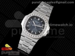 Nautilus 5711 SS PPF 1:1 Best Edition Blue Dial Diamonds Markers and Bezel on SS Bracelet 324CS V3
