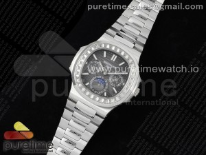 Nautilus 5740 SS GRF Best Edition Gray Dial Diamonds Bezel on SS Bracelet A240