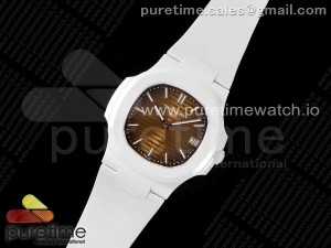 AET Nautilus 5711 White Ceramic AMGF Best Edition Brown Dial on White Rubber Strap MIYOTA 9015