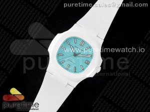 AET Nautilus 5711 White Ceramic AMGF Best Edition Tiffany Blue Dial on White Rubber Strap MIYOTA 9015