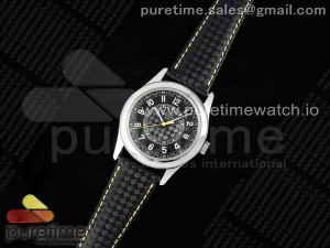 Calatrava 6007G SS PPF 1:1 Best Edition Black/Yellow Dial on Black Leather Strap 330CS