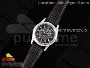 Calatrava 6007G SS PPF 1:1 Best Edition Black/Red Dial on Black Leather Strap 330CS
