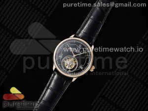 PP Tourbillon RG RMSF Edition Black Dial on Black Leather Strap