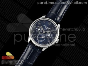 Perpetual Calendar 5140 SS 3KF Best Edition Blue Numeral Dial on Blue Leather Strap A240
