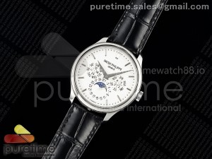 Perpetual Calendar 5140 SS 3KF Best Edition White Dial on Black Leather Strap A240