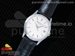 Calatrava 5296G SS ZF 1:1 Best Edition Ivory Dial on Black Leather Strap 324CS 