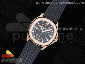 Aquanaut 5067A RG PPF 1:1 Best Edition Black Textured Dial on Black Rubber Strap AE23
