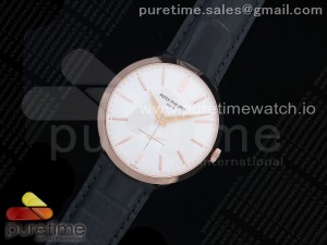 Calatrava 5196 RG TWF White Dial on Black Leather Strap MIYOTA 9015