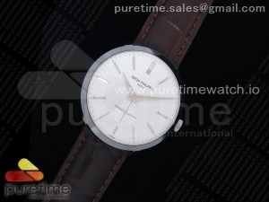 Calatrava 5196 SS TWF White Dial on Brown Leather Strap MIYOTA 9015