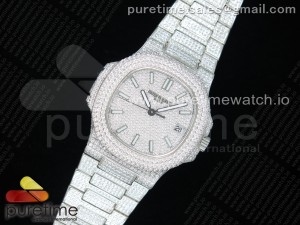 Nautilus Jumbo 5711 SS TWF Full Paved Diamonds Dial Case and Bracelet A324