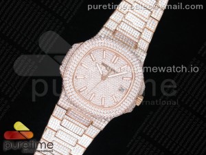 Nautilus Jumbo 5711 RG TWF Full Paved Diamonds Dial Case and Bracelet A324