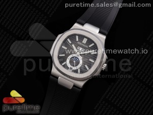 Nautilus 5726 Complicated SS GRF 1:1 Best Edition Black Textured Dial on Black Rubber Strap A324