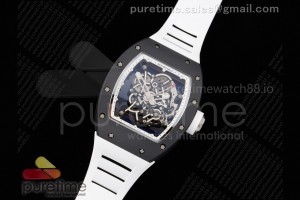 RM055 Black Ceramic SZF Best Edition White Inner Bezel on White Rubber Strap RMUL2 Super Clone (Free Sprung)