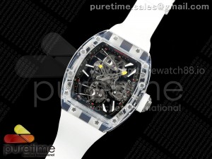 RM027-02 Transparent Tourbillon RMF Best Edition Skeleton Dial on White Rubber Strap