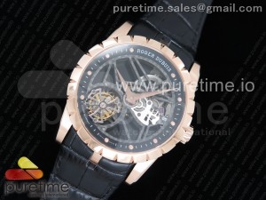 Excalibur Rddbex0393 RG JBF Best Edition Skeleton Dial on Black Leather Strap A2136 Tourbillon