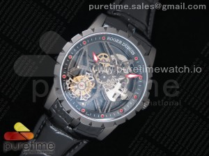 Excalibur Rddbex0393 PVD BBR Best Edition Skeleton Dial on Black Leather Strap A2136 Tourbillon