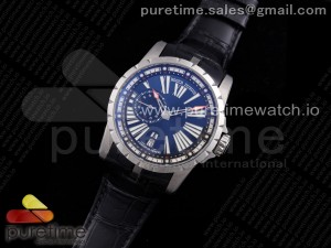 Excalibur DBEX0543 Titanium TBF 1:1 Best Edition Blue Dial on Black Leather Strap Micro Rotor Movement