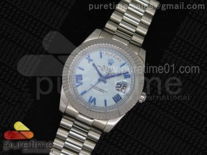 Day Date II SS Light Blue Textured Dial on SS Bracelet A3255