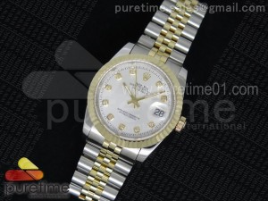 DateJust SS/YG Silver Dial Style 1 YG Wrapped Fluted Bezel on SS/YG Bracelet A2836